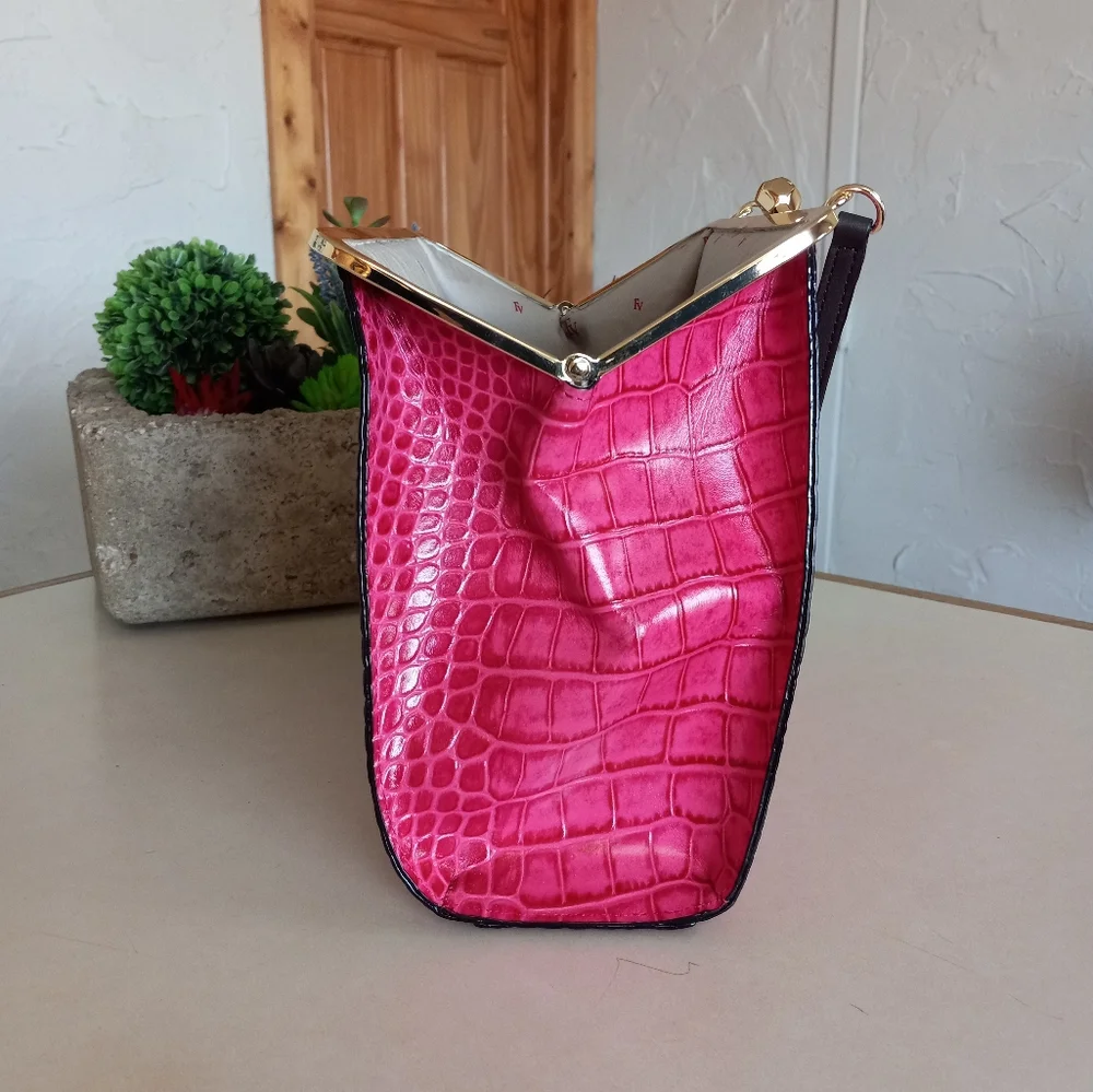 Frances Valentine Jackie Frame Bag, Embossed leather in Pink - Picture 7 of 16